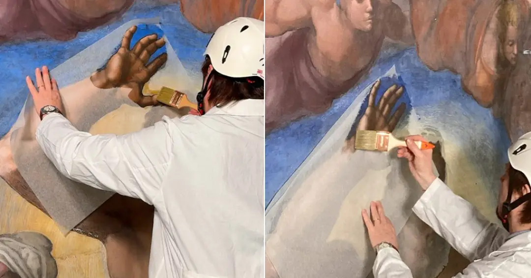 O suor dos turistas desbota as pinturas do teto da Capela Sistina, que passa por restauração