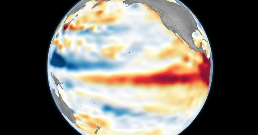 Satélite da Nasa mostra El Niño se intensificando no Oceano Pacífico